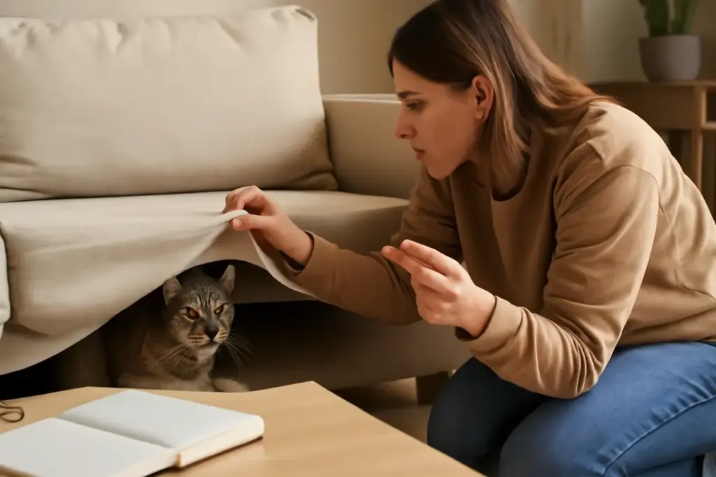 Gatto che si nasconde quando arrivano ospiti: la routine prima delle visite che riduce la paura